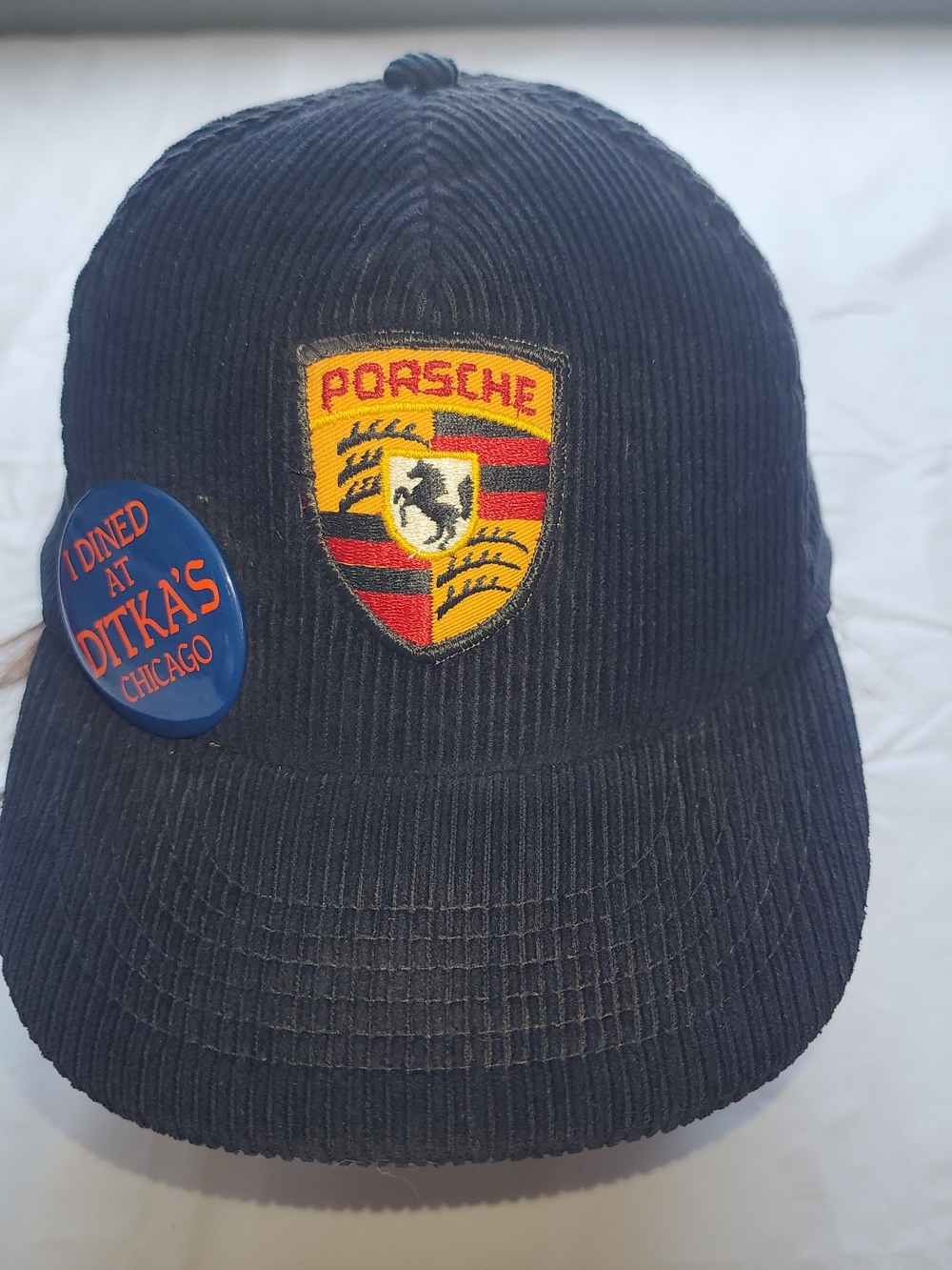 VINTAGE PORSCHE CORDUROY SNAPBACK HAT SIZE ADJUSTABLE-A- SIZE MEDIUM-LARGE 7 5/8